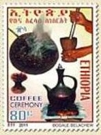 Etiopie - poštovní známka s tématikou kávy